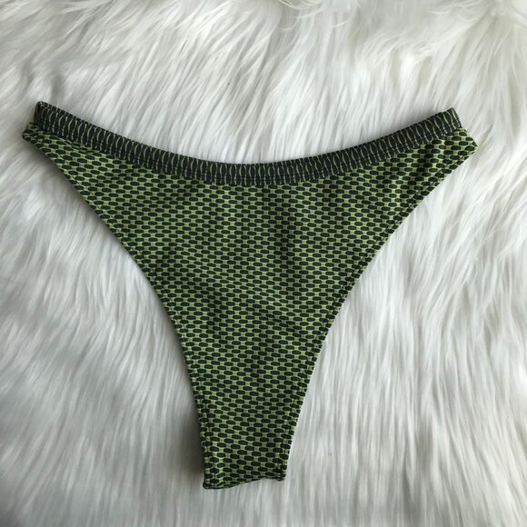 NWOT Shein Neon Green Printed High Waist Brazilian Bikini Swimsuit Bottoms - M - Picture 4 of 4